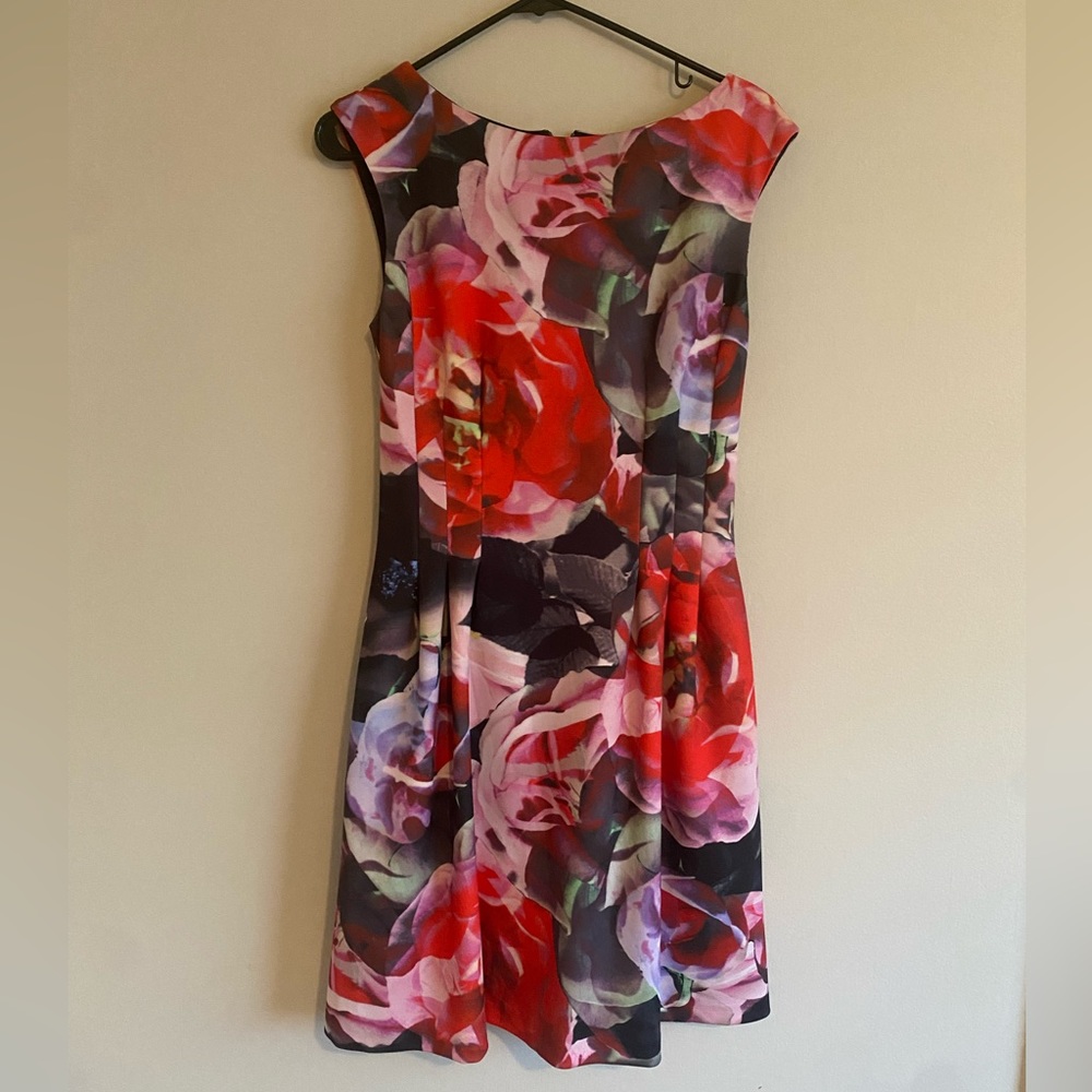 CeCe Black Floral Scuba Dress